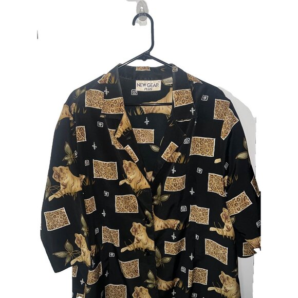 woman's New Gear Plus shirt top plus size 2X lion print short sleeve - Picture 2 of 6